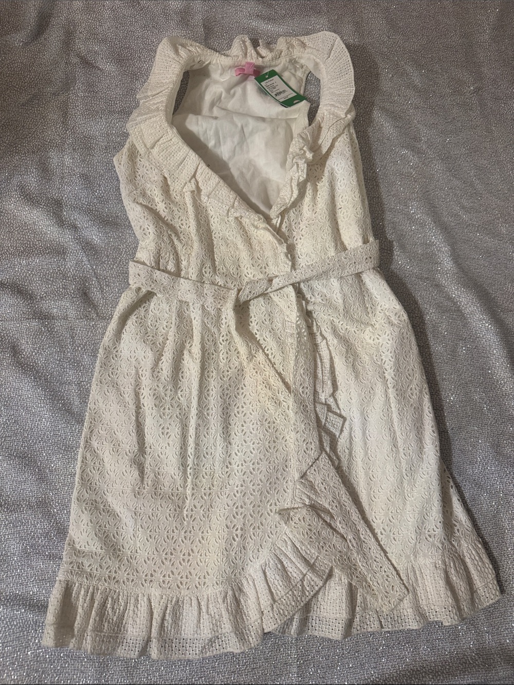 Lilly Pulitzer Kaylor Eyelet Ruffle Wrap Dress - Cream